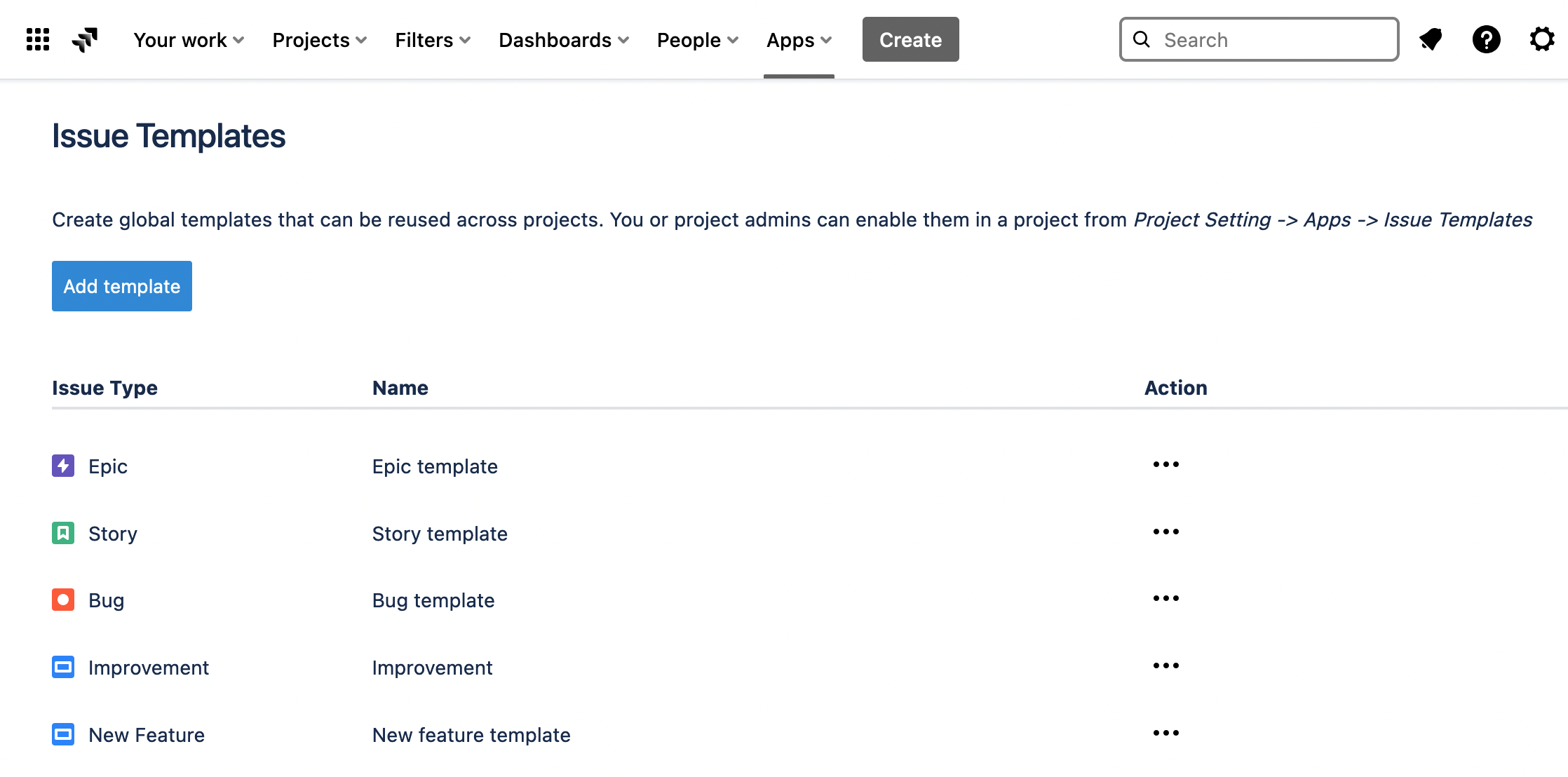 Global Issue Templates in Jira