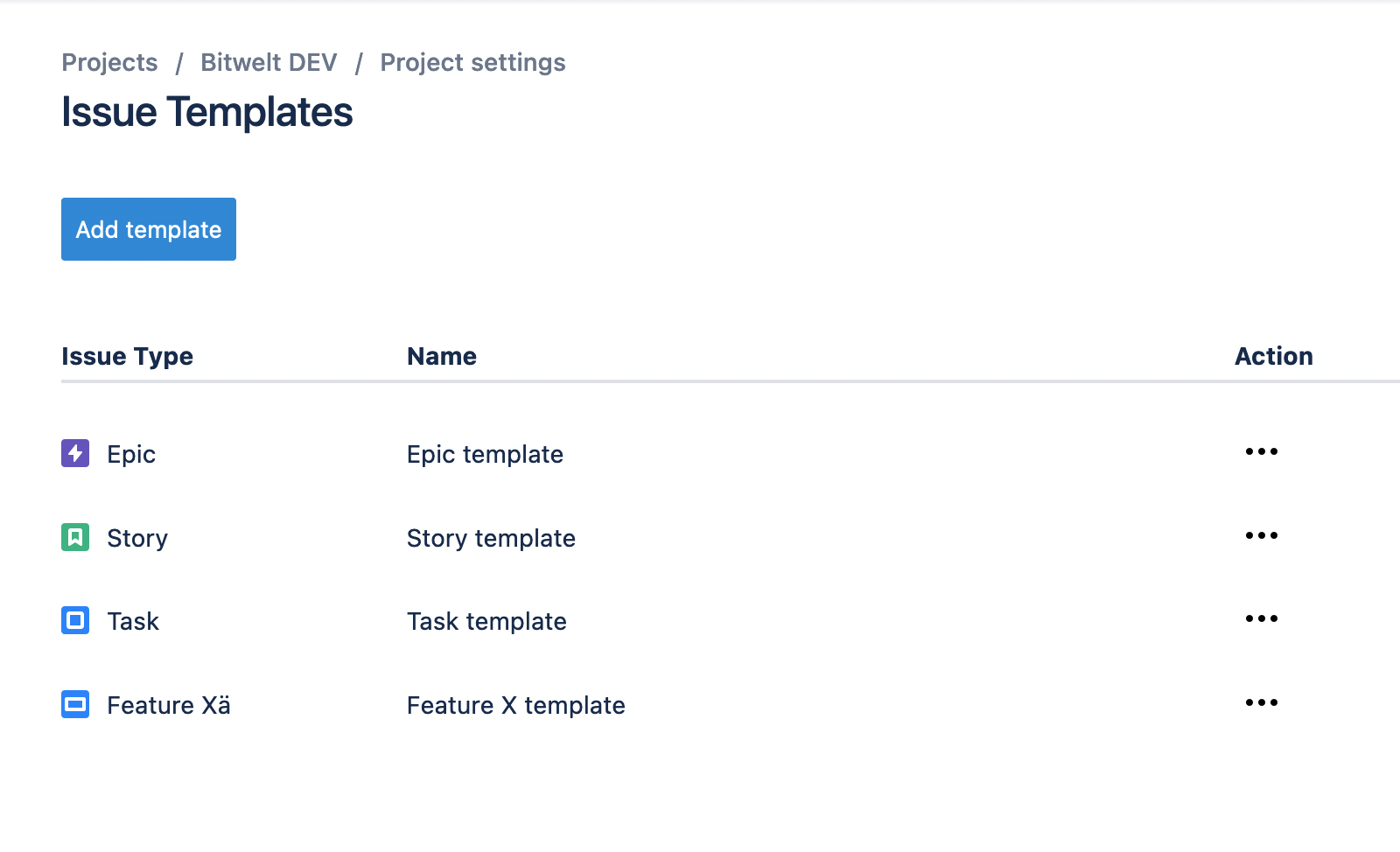 Issue Template for Jira - Add template